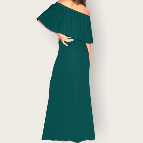 KOH KOH Women's Short Sleeve Off The Shoulder Ruffle tube Maxi Dress - Picture 9 of 12